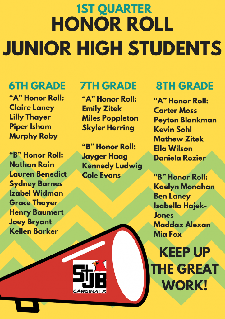 StJB Announces First Quarter Honor Roll | St. John The Baptist Catholic ...