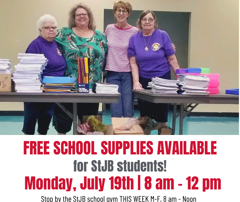 Free School Supplies Donated to StJB Families!