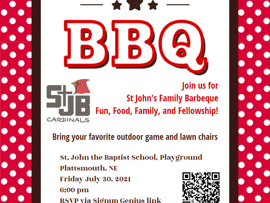 StJB Family BBQ – Friday, July 30th