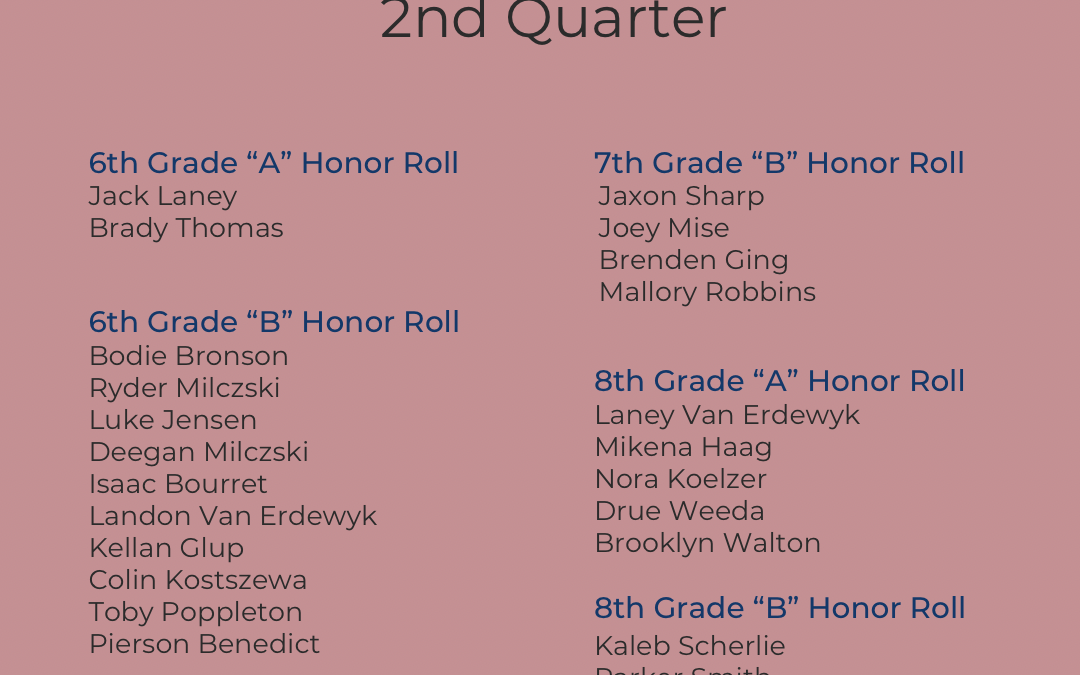 StJB Announces 2nd Quarter Honor Roll